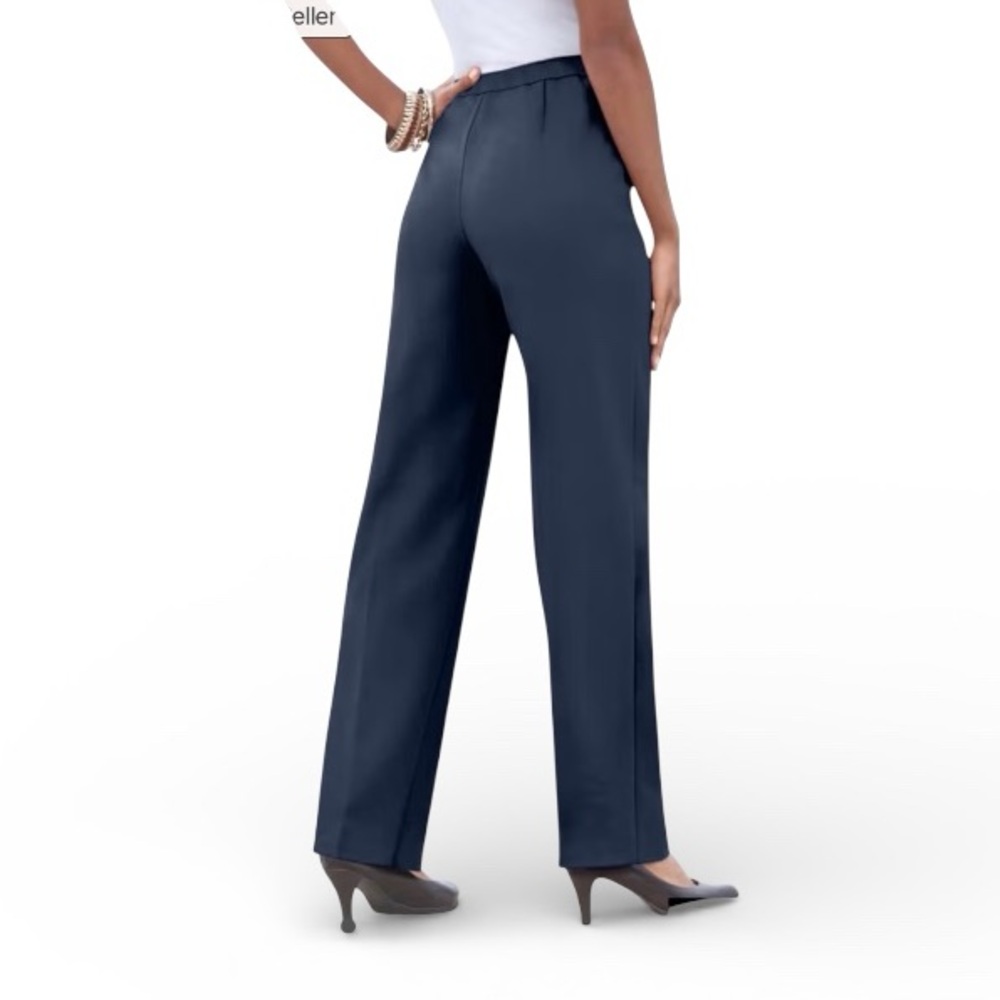Roaman's Classic Bend Over Navy Pants - Size 14P - Picture 2 of 4